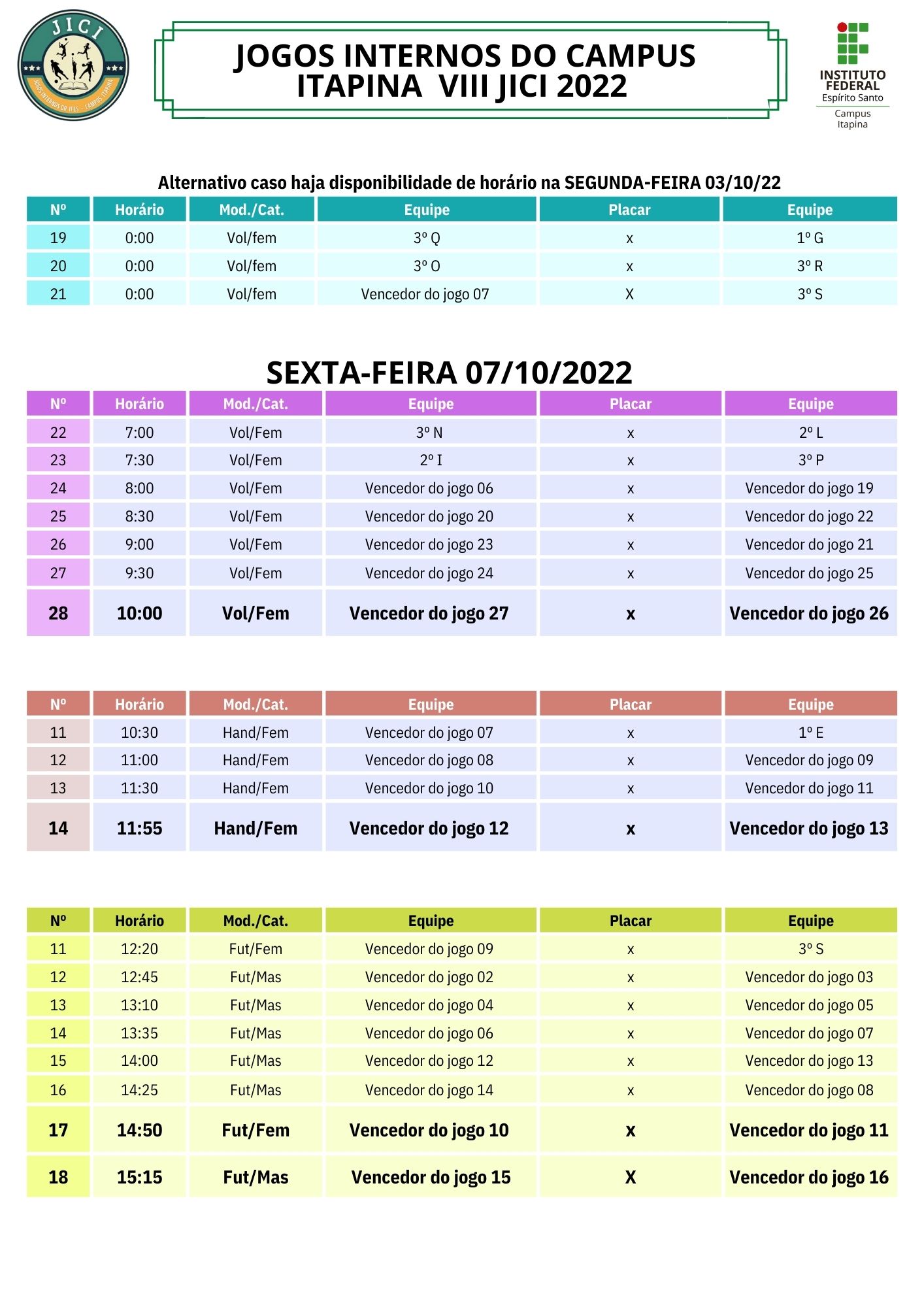 CCSE ITAPINA 231 2022 TABELA JOGOS 1