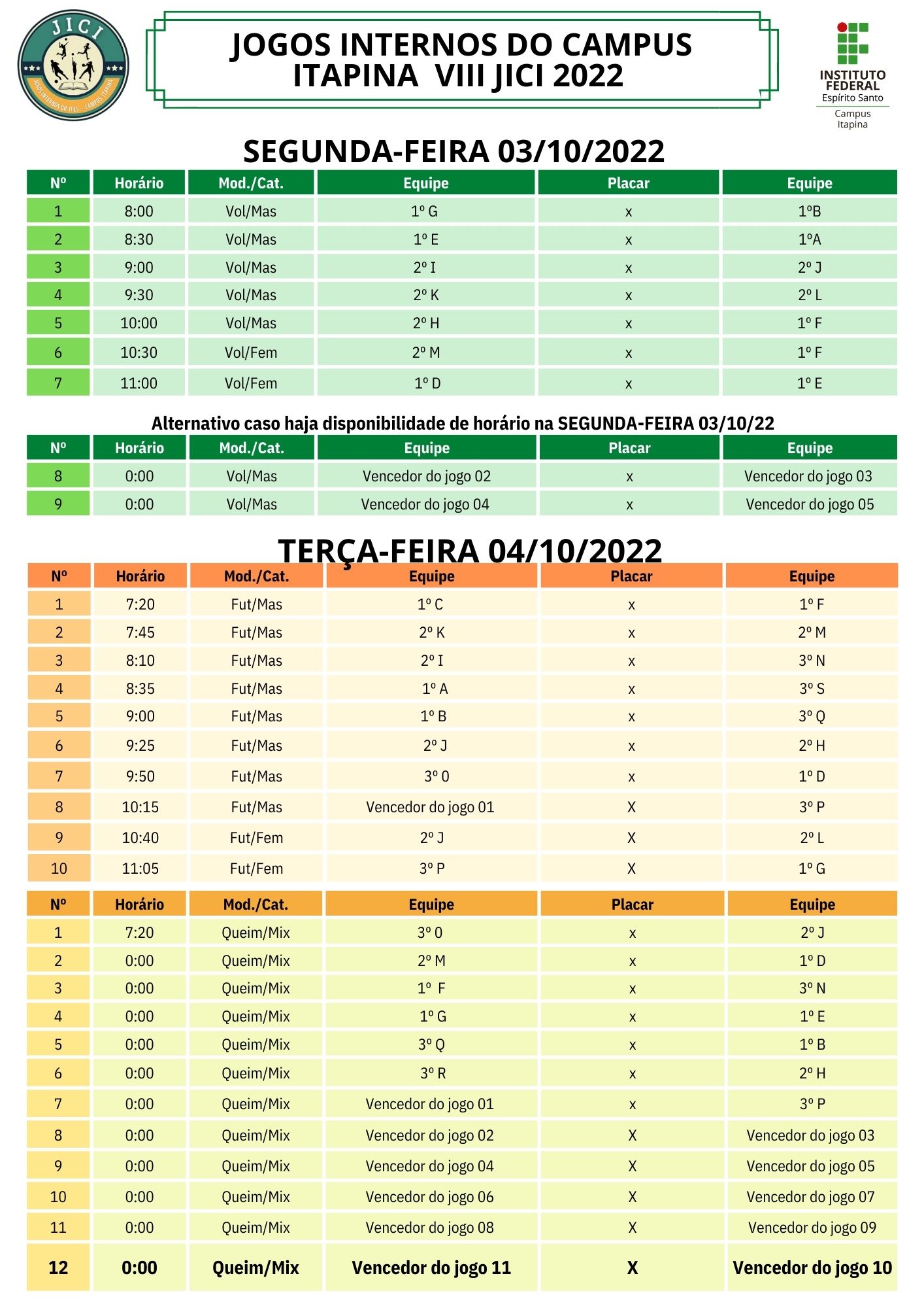 CCSE ITAPINA 231 2022 TABELA JOGOS 2